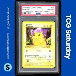1999 POKEMON BASE SET SHADOWLESS 1ST EDITION #58/102 PIKACHU PSA 10 - Image 1