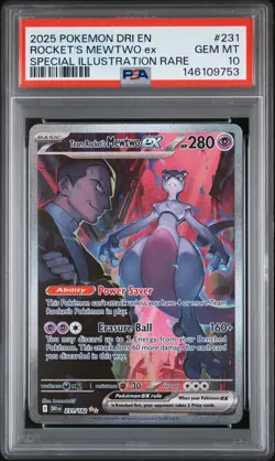 2025 POKEMON DRI EN-DESTINED RIVALS #231 TEAM ROCKET'S MEWTWO EX PSA 10 - Image 1