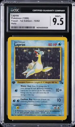 1999 POKEMON FOSSIL 1ST ED #10 LAPRAS-HOLO CGC 9.5 - Image 1