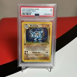 1999 Pokemon Game Machamp Holo 1st Edition 8/102 PSA 1 - Image 1