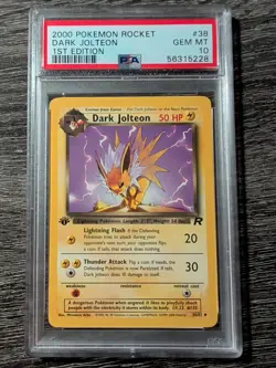 2000 Pokemon 1st Edition PSA 10 (GEM MINT) Rocket Dark Jolteon 38/82 - Image 1