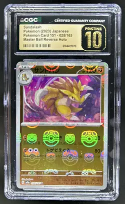 2023 Pokemon SV151 JP Sandslash Reverse Holo Pristine Master Ball 028/165 CGC 10 - Image 1
