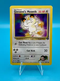 Pokemon TCG 1999-2000 Giovanni's Meowth 74/132 Gym Challenge Vintage MP - Image 1