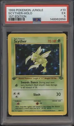 1999 Pokemon Jungle 1st Edition Scyther Holo 10/64 PSA 5 Ex - Image 1