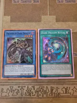 YUGIOH PALADIN OF DARK DRAGON DLCS ULTRA BLUE + DARK DRAGON RITUAL DRL2 SUPER NM - Image 1