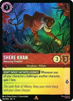 Shere Khan - Menacing Predator 104/204 Disney Lorcana Fabled RARE Cold Foil - Image 1