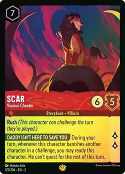 Scar Vicious Cheater 125/204 Legendary COLD Foil Rise Floodborn Disney Lorcana - Image 1