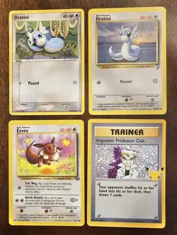 Pokemon Vintage - Team Rocket Dratini, Dratini, Eevee, Prof Oak LP-HP 4 Card Lot - Image 1