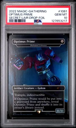 2022 MTG SECRET LAIR DROP #1081 OPTIMUS PRIME PSA 10 - Image 1