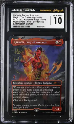 MTG Secret Lair CGC 10 Karlach, Fury of Avernus - Samantha Beart Auto - Image 1
