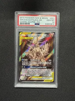 2019 Pokemon Cosmic Eclipse Arceus & Dialga & Palkia GX Alt Art 221/236 PSA 10 - Image 4