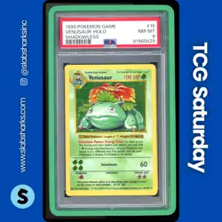 1999 POKEMON BASE SET SHADOWLESS #15/102 VENUSAUR HOLO RARE PSA 8 - Image 1