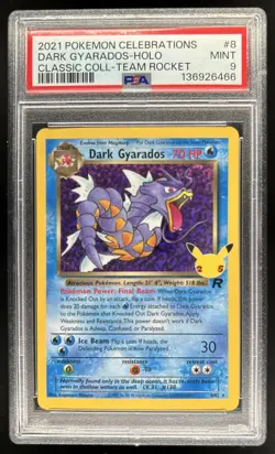 2021 Pokemon SWSH Celebrations Dark Gyarados Classic Collection #8/82 PSA 9 - Image 1