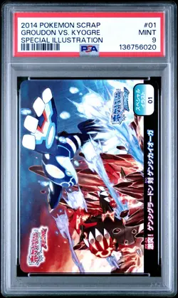 2014 POKEMON SCRAP GROUDON VS.KYOGRE SPECIAL ILLUSTRATION #01 PSA9 - Image 1