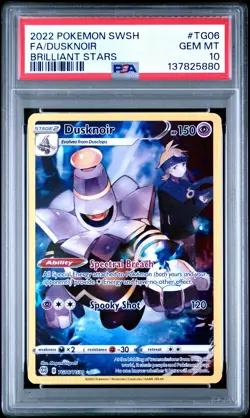 2022 POKEMON SWORD & SHIELD BRILLIANT STARS #TG06 FULL ART/DUSKNOIR PSA 10 - Image 1