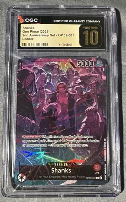 2025 ONE PIECE SHANKS 2ND ANNIVERSARY LEADER OP09-001 CGC 10 PRISTINE A PT - Image 1