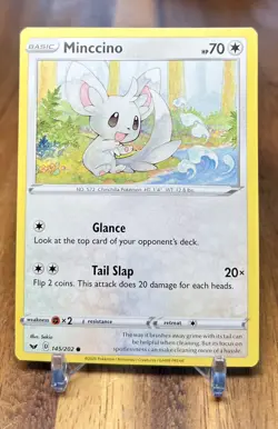 Minccino 145/202 Non Holo Sword & Shield Pokemon Card NM - Image 1