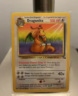 Pokemon Dragonite 19/62 Fossil Rare Unlimited Regular 100 HP English Card - Image 1