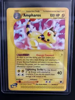 Pokemon TCG Ampharos Card 34/165 Expedition Base Set Regular Rare - Image 1