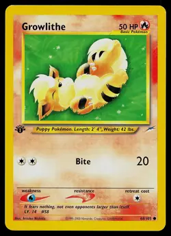 Pokemon Card - Growlithe Neo Destiny 68/105 Common 1st Edition - Image 1