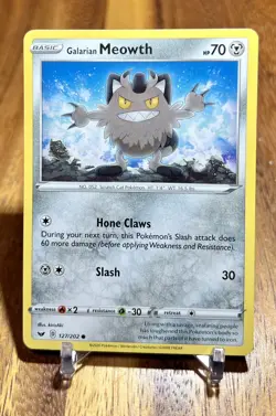 Galarian Meowth 127/202 Non Holo Sword & Shield Pokemon Card NM - Image 1