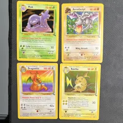 Pokemon Fossil Lot 4 Cards Muk, Aerodactyl, Dragonite, Raichu Holo - Image 1