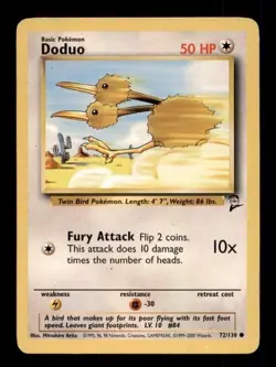 4X Pokemon Card WOTC Doduo (Base Set 2) 72/130 MODERATELY PLAYED Non-Holo Common - Image 1