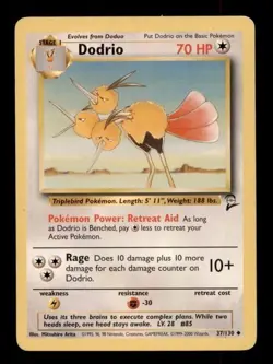 3X Pokemon Card WOTC Dodrio (Base Set 2) 37/130 MODERATELY PLAYED Non-Holo TCG!! - Image 1