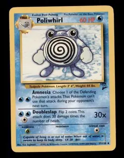 4X Pokemon Card WOTC Poliwhirl (Base Set 2) 57/130 HEAVILY PLAYED Non-Holo TCG!! - Image 1