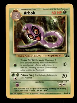 4x Pokemon Card Arbok Fossil 31/62 MODERATELY PLAYED Non-Holo Uncommon TCG!!!!!! - Image 1