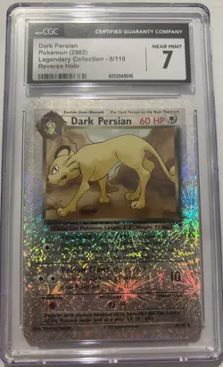 2002 Pokemon Card Legendary Collection DARK PERSIAN Reverse Foil 6/110, CGC 7 NM - Image 1
