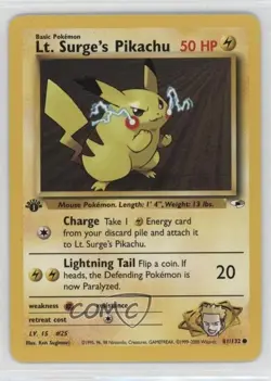 Lt Surge's Pikachu 1st Ed. Pokemon Gym Heroes #81 2000 - Image 1