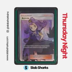2017 POKEMON SUN & MOON BURNING SHADOWS #142/147 ACEROLA FULL ART ULTRA RARE - Image 1