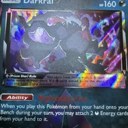 POKEMON TCG DARKRAI 77/156 S&M ULTRA PRISM RARE PRISM STAR!! - Image 3