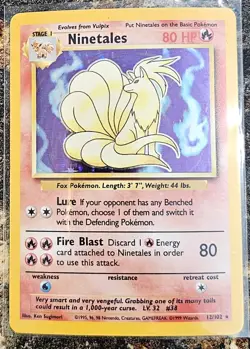Pokemon 1999 Base Basic Ninetales 12 Holo MP - Image 1
