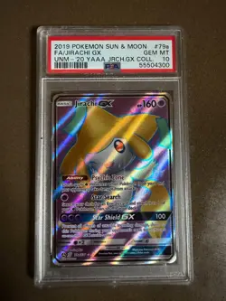 2019 POKEMON SUN & MOON UNIFIED MINDS #79A FULL ART/JIRACHI GX PSA 10 - Image 1