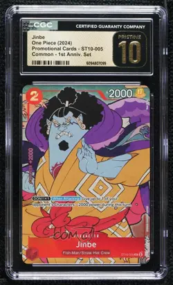 2022 One Piece TCG 25th Anniversary Premium Collection Jinbe #5 CGC 10 Pristine - Image 1