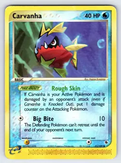Carvanha 51/109 2003 EX Ruby & Sapphire Pokemon Card TCG e-Series Nintendo - Mp - Image 1
