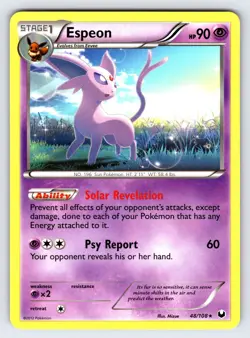 Espeon 48/108 2012 B&W Dark Explorers Pokemon Card Nintendo Non Holo Rare Lp/Vlp - Image 1