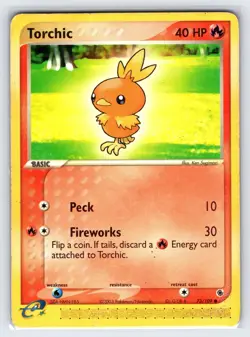Torchic 73/109 EX Ruby & Sapphire Pokemon Card e-Series Non Holo Common - Mp - Image 1