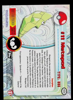 Pokemon Card - Topps Black Logo TV Animation Edition Metapod #11 Foil Rays - Image 2