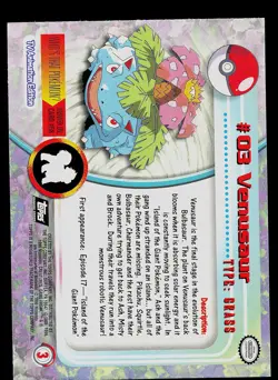 Pokemon Card - Topps Black Logo TV Animation Edition Venusaur #03 Foil Rays - Image 2