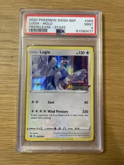 2020 Pokemon Swsh BSP Lugia Holo Prerelease Staff PSA 9 - Card #069 - Image 1