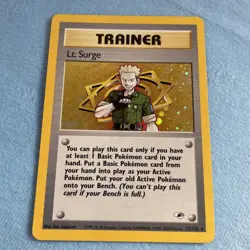Pokemon TCG Lt. Surge Trainer Card Gym Heroes Holo Rare 17/132 Holographic SWIRL - Image 1