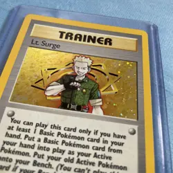 Pokemon TCG Lt. Surge Trainer Card Gym Heroes Holo Rare 17/132 Holographic SWIRL - Image 4