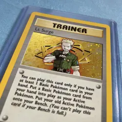 Pokemon TCG Lt. Surge Trainer Card Gym Heroes Holo Rare 17/132 Holographic SWIRL - Image 5