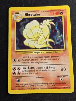 Ninetales Rare Holo Card 12/102 Pokemon TCG Base Set - MP - Image 1