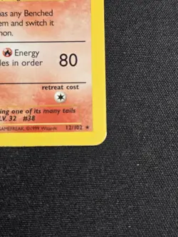 Ninetales Rare Holo Card 12/102 Pokemon TCG Base Set - MP - Image 5