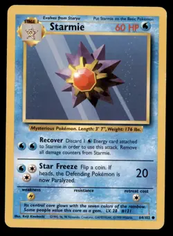 4X Pokemom Card Starmie Base Set 64/102 LIGHTLY PLAYED Non-Holo Common TCG!!!!!! - Image 1