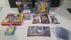 Pokemon TCG Sealed Lot ETBs Booster Bundle Blisters Packs + Card Savers/Sleeves - Image 1